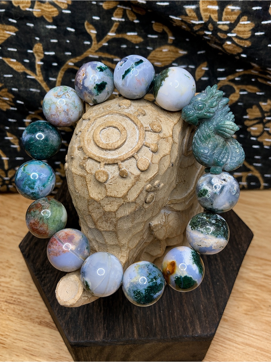 Hq Paining Ocean Jasper 14mm With Oj Dragon
